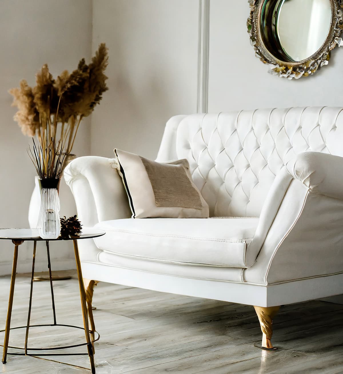 White leather furniture in a modern setting
